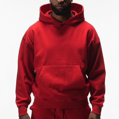 ANANKE Men's Oversized Heavyweight Fleece Hoodie - Long Sleeve, 360 GSM, Casual Minimalist Design, Black, Autumn Collection