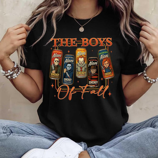 Soda Can Horror Movies Halloween T-Shirt, the Boys of Fall T-Shirt, Spooky Soda T-Shirt, Halloween Energy Drink Can T-Shirt, Soda Movie Killers T-Shirt
