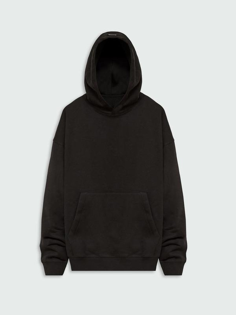 ANANKE Men's Oversized Heavyweight Fleece Hoodie - Long Sleeve, 360 GSM, Casual Minimalist Design, Black, Autumn Collection