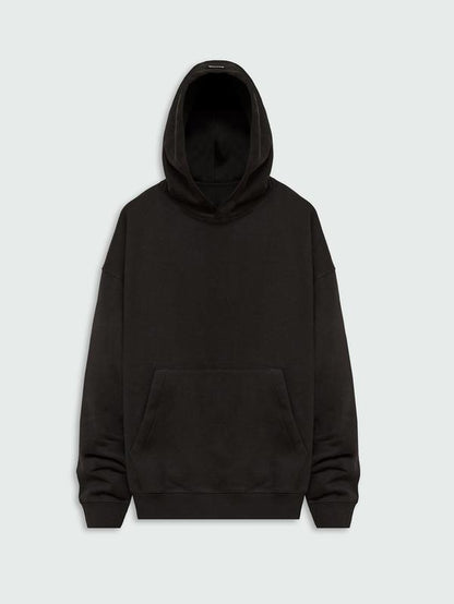 ANANKE Men's Oversized Heavyweight Fleece Hoodie - Long Sleeve, 360 GSM, Casual Minimalist Design, Black, Autumn Collection