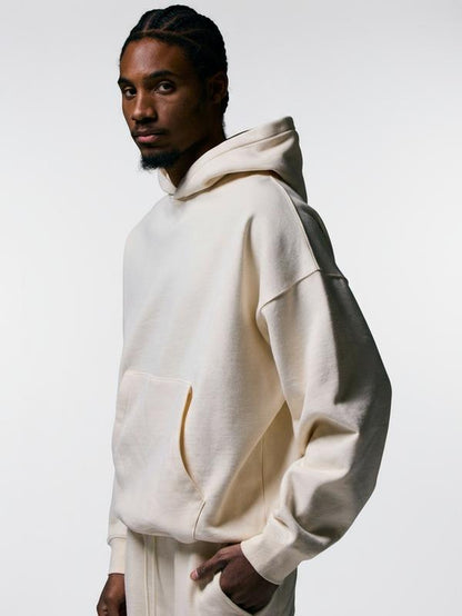 ANANKE Men's Oversized Heavyweight Fleece Hoodie - Long Sleeve, 360 GSM, Casual Minimalist Design, Black, Autumn Collection