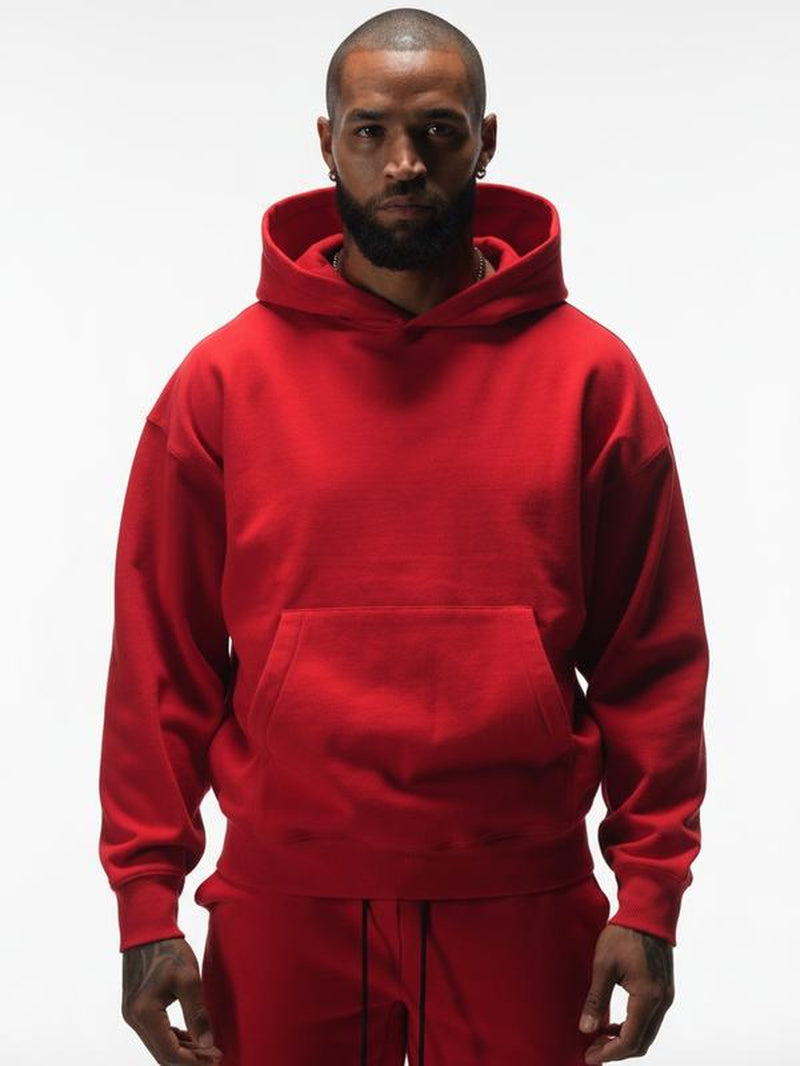 ANANKE Men's Oversized Heavyweight Fleece Hoodie - Long Sleeve, 360 GSM, Casual Minimalist Design, Black, Autumn Collection