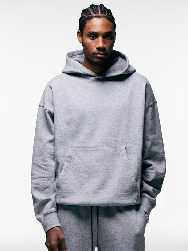 ANANKE Men's Oversized Heavyweight Fleece Hoodie - Long Sleeve, 360 GSM, Casual Minimalist Design, Black, Autumn Collection