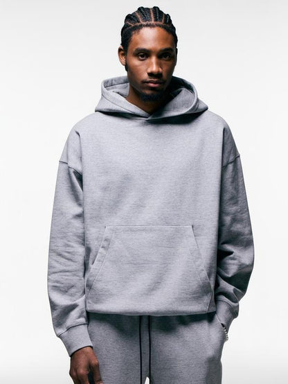 ANANKE Men's Oversized Heavyweight Fleece Hoodie - Long Sleeve, 360 GSM, Casual Minimalist Design, Black, Autumn Collection
